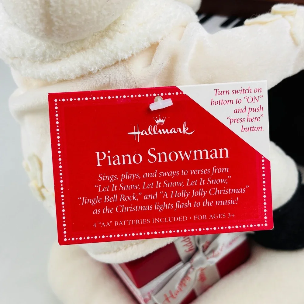 Hallmark Piano Snowman Musical Animated Christmas Decor 2005 Lights Music Tested
